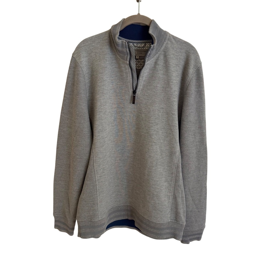 Ted Baker London Mens Gray Quarter Zip Pullover Sweater Size 5 XL TH8M GB83